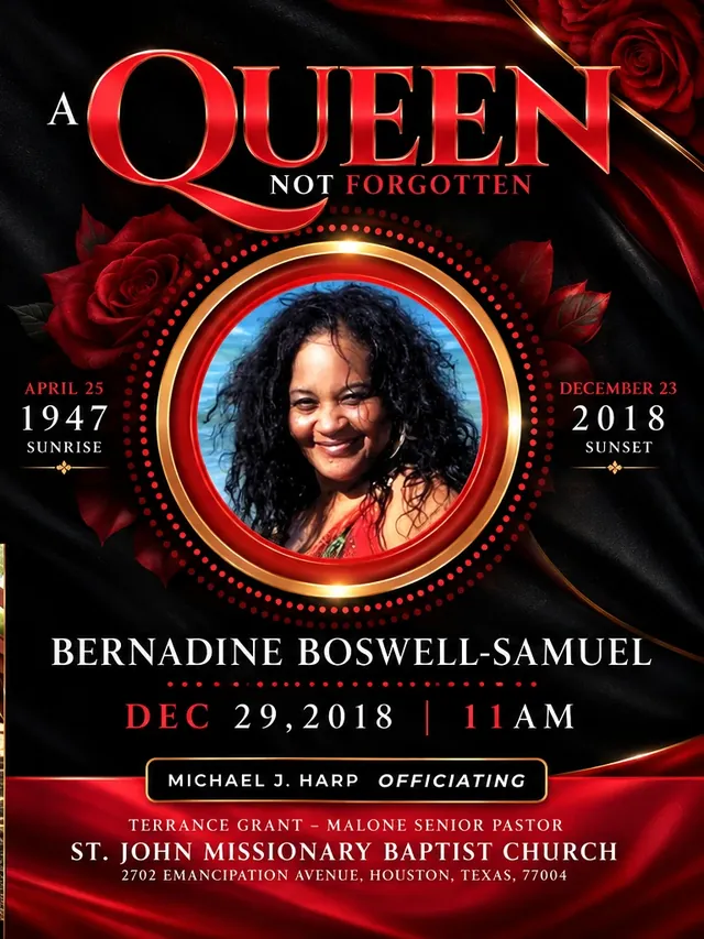 Funeral program for Bernadine Boswell-Samuel