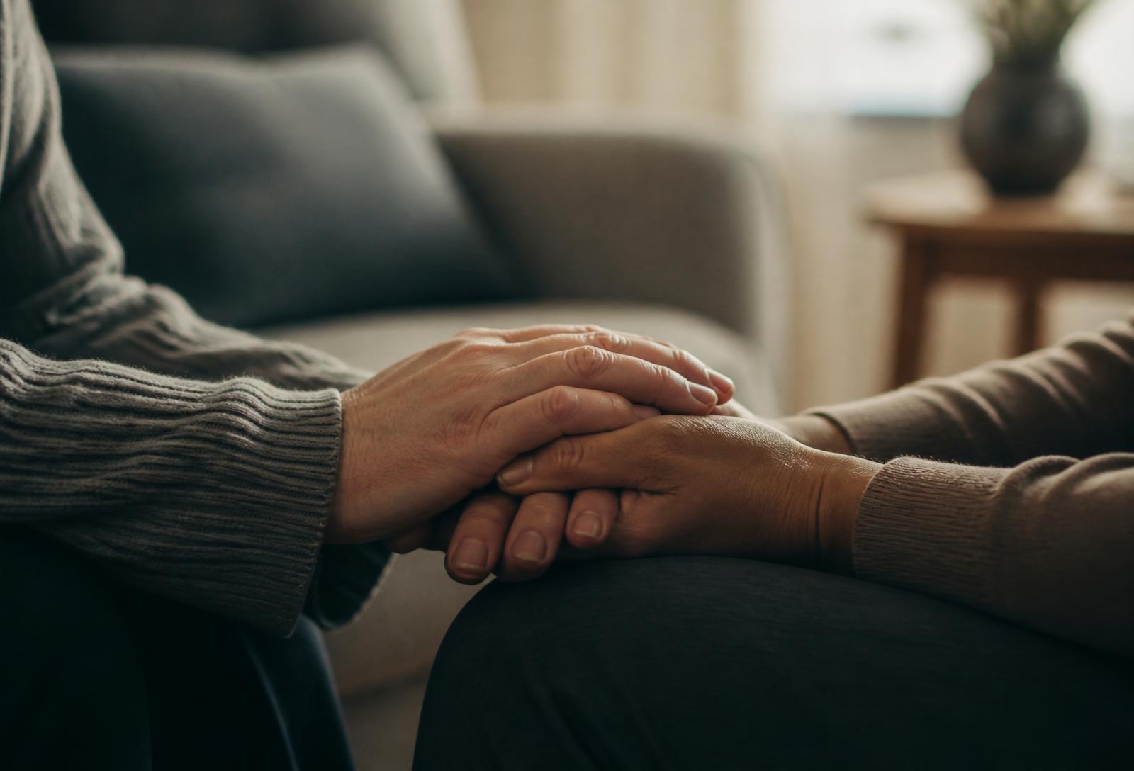 Two hands held gently in comfort